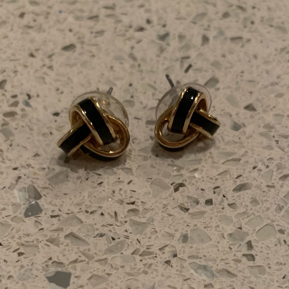 Black and gold post earrings
